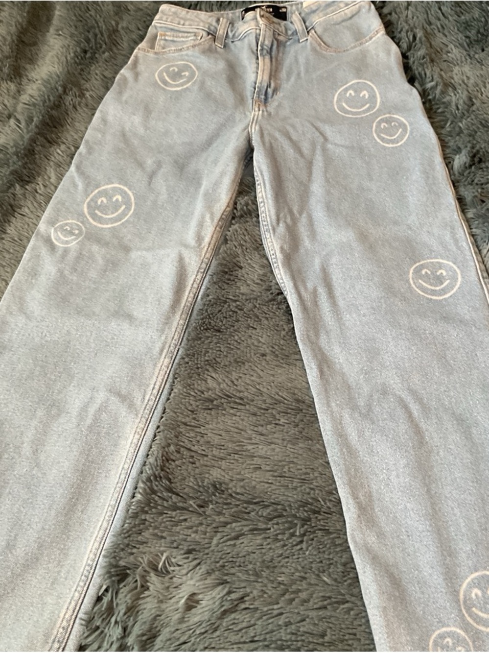 Hollister Light Blue Jeans with White Smile Prints